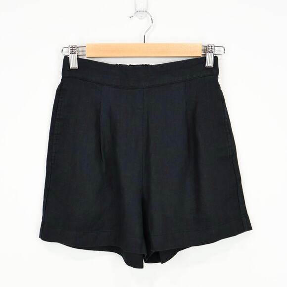 NWT Madewell Clean Pull-On Shorts In 100% Linen True Black Size XXS - Picture 3 of 8